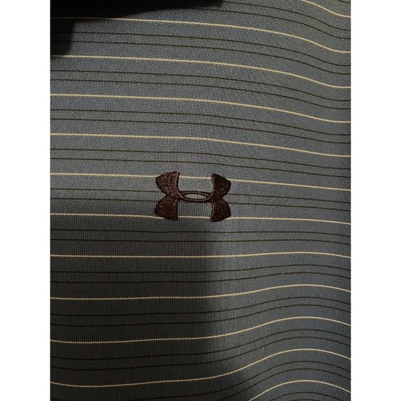 Under Armour Men’s Heatgear Loose Fit Golf  Polo Shirt Blue White Striped Size L - Picture 4 of 5